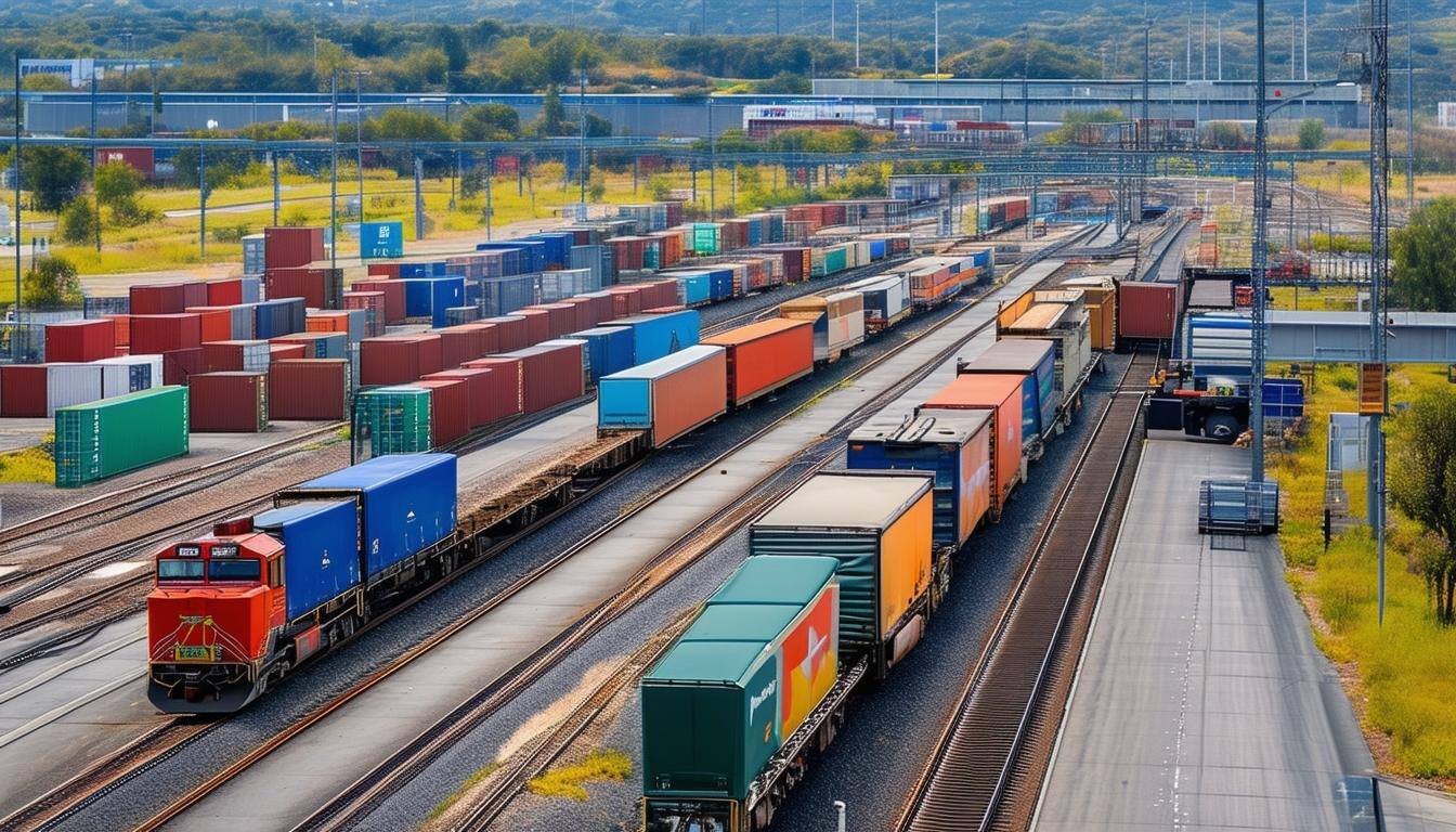 freight with trucks and trains